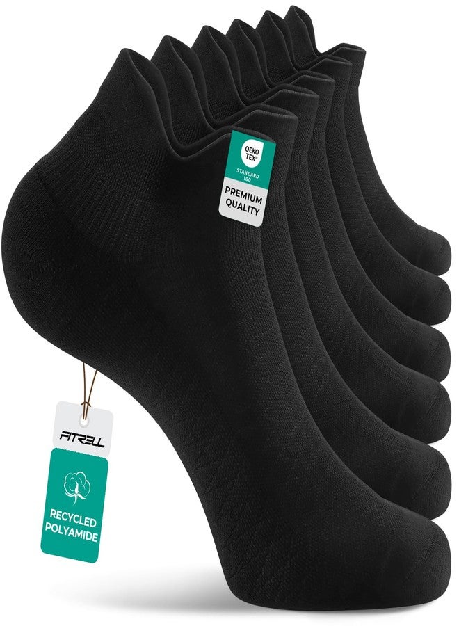 FITRELL جوارب ضغط الكاحل من فيتريل للنساء والرجال - جوارب جري مبطنة لدعم قوس القدم، لتخفيف التهاب اللفافة الأخمصية، أسود، 6 أزواج، صغير/متوسط - Image 1